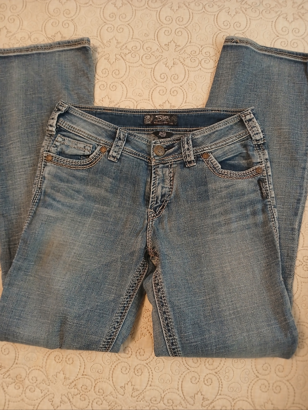 Silver Jeans Women's Light Blue Denim Jeans Suki Flap 30/32